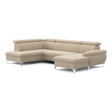 Eck-Schlafsofa mit Stauraum in U-Form CATANIA links, beige
