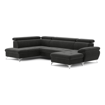 Eck-Schlafsofa mit Stauraum in U-Form CATANIA links, Graphit