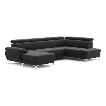 Eck-Schlafsofa mit Stauraum in U-Form CATANIA, rechts, Graphit
