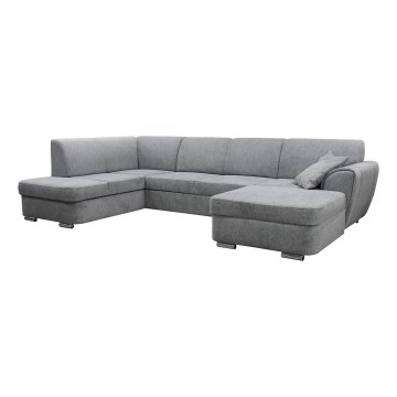 Eck-Schlafsofa mit Stauraum in U-Form SERPA links, grau