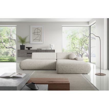 Eck-Schlaffunktion-Sitzgarnitur mit Stauraum in L-Form PRATO rechts, beige