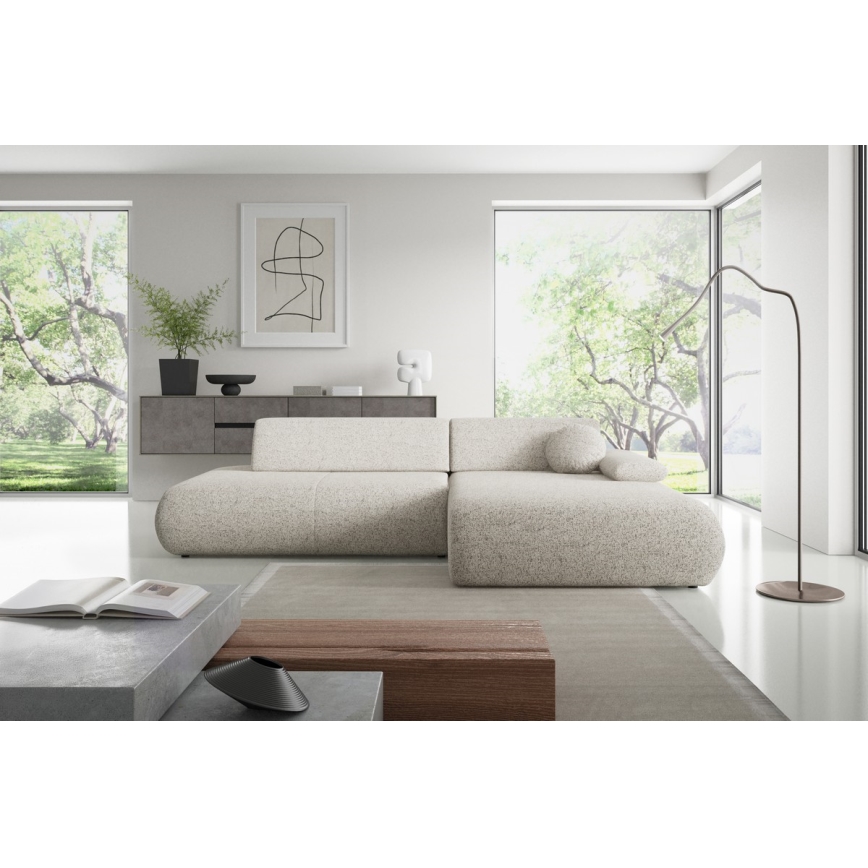Eck-Schlaffunktion-Sitzgarnitur mit Stauraum in L-Form PRATO rechts, beige
