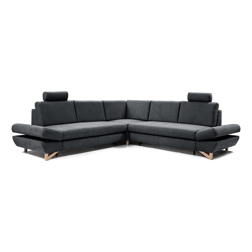 Eck-Schlafsofa mit Stauraum, Polsterbezug, L-Form, AVESTA, rechts, Anthrazit
