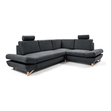 Eck-Schlafsofa mit Stauraum, Polsterbezug, L-Form, AVESTA, rechts, Anthrazit