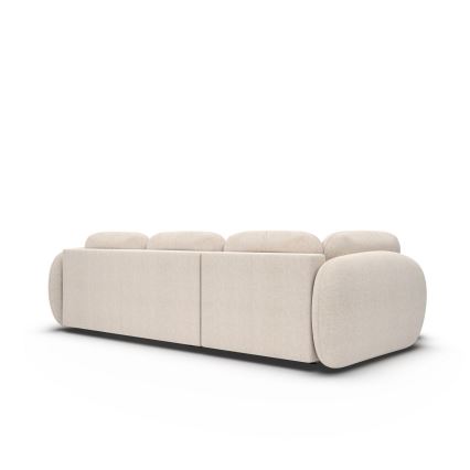 Eck-Schlafsofa OLBIA in L-Form, links, ausklappbar mit Stauraum, beige