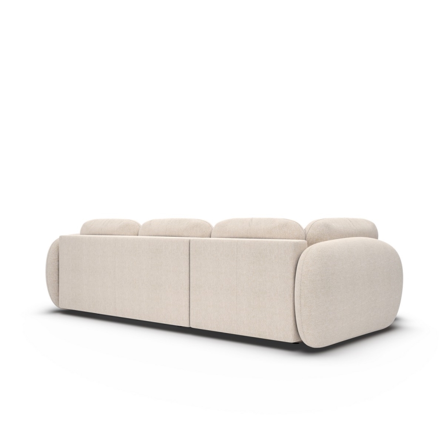 Eck-Schlafsofa OLBIA in L-Form, links, ausklappbar mit Stauraum, beige