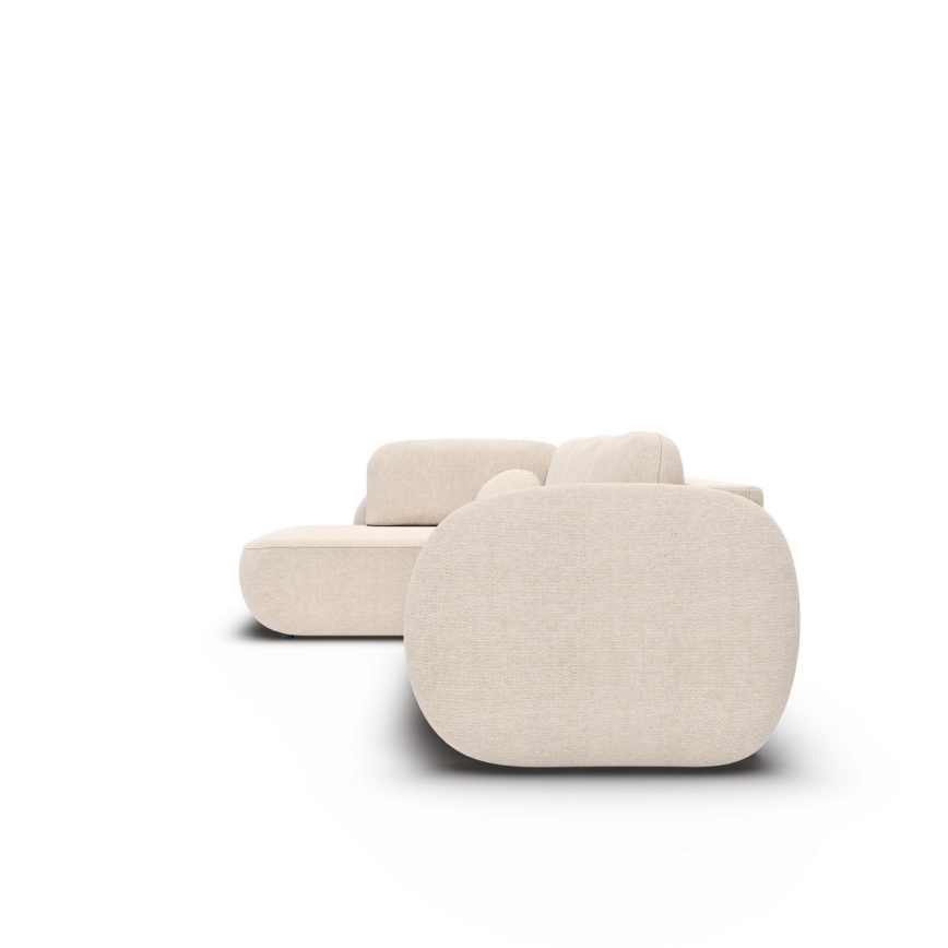Eck-Schlafsofa OLBIA in L-Form, links, ausklappbar mit Stauraum, beige