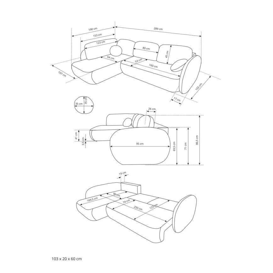 Eck-Schlafsofa OLBIA in L-Form, links, ausklappbar mit Stauraum, beige