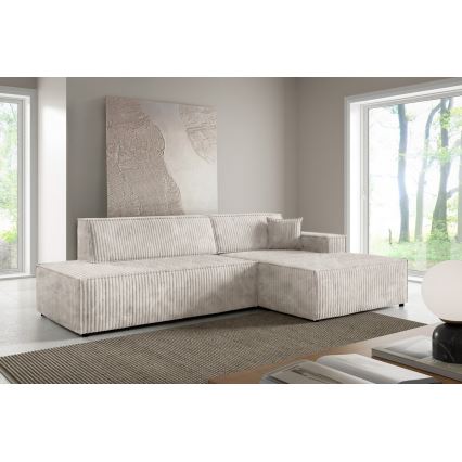 Eck-Schlafsofa mit Stauraum in L-Form TERAMO, rechts, beige
