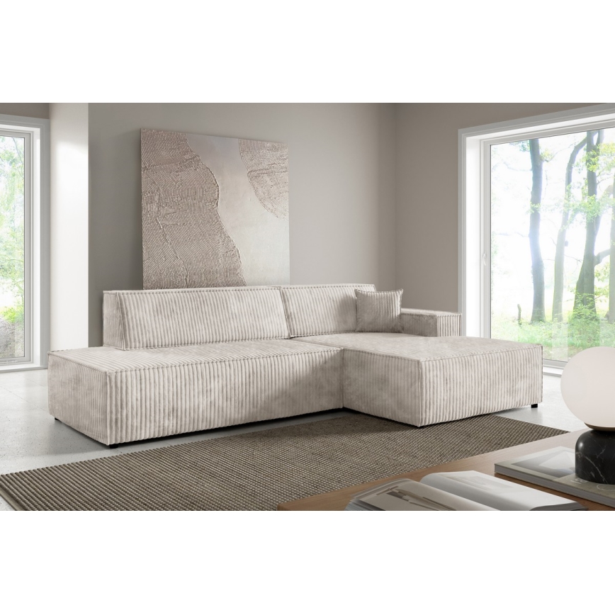 Eck-Schlafsofa mit Stauraum in L-Form TERAMO, rechts, beige