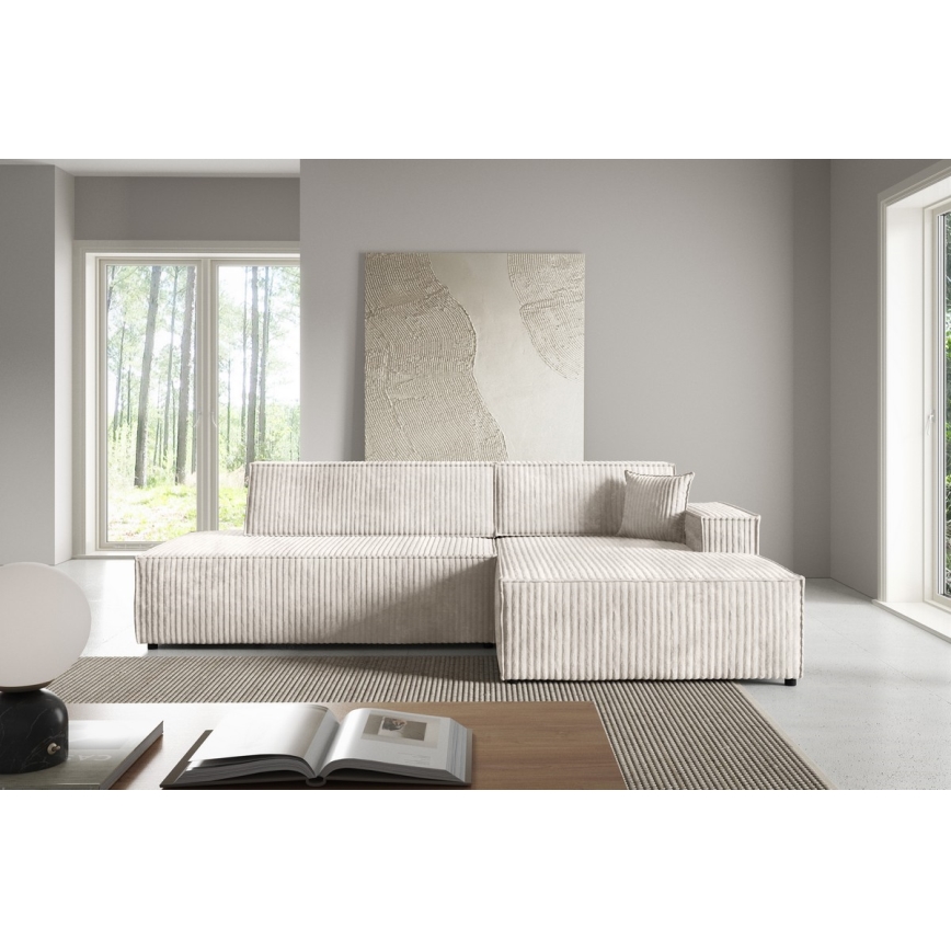 Eck-Schlafsofa mit Stauraum in L-Form TERAMO, rechts, beige