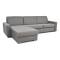 Eck-Schlafsofa zum Ausklappen für den täglichen Gebrauch mit Stauraum, L-Form LEKA links, grau