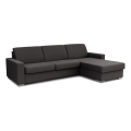 Eck-Schlafsofa zum Ausziehen für den täglichen Gebrauch mit Stauraum, L-Form, LEKA, rechts, braun