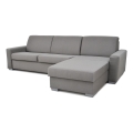 Eck-Schlafsofa zum Ausziehen für den täglichen Gebrauch mit Stauraum, L-Form, LEKA, rechts, grau