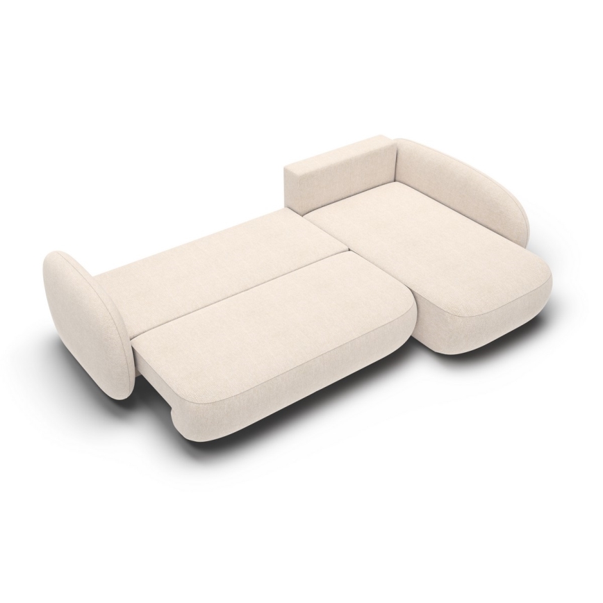 Eckcouch OLBIA mit Schlaffunktion und Stauraum, L‑Form, rechts, beige