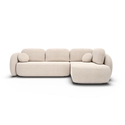 Eckcouch OLBIA mit Schlaffunktion und Stauraum, L‑Form, rechts, beige