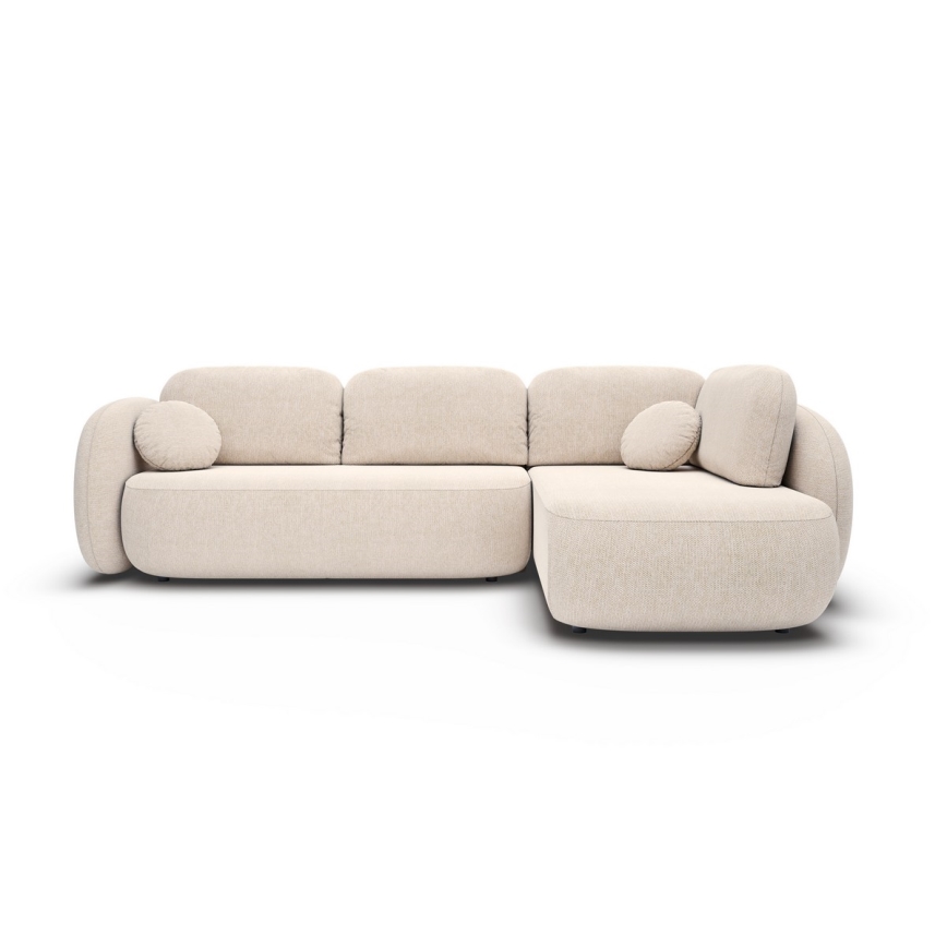 Eckcouch OLBIA mit Schlaffunktion und Stauraum, L‑Form, rechts, beige