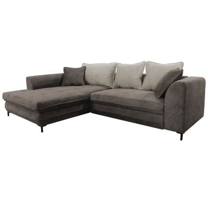 Eckgarnitur LAGOA in L‑Form mit Schlaffunktion und Stauraum, links, Taupe/Grau