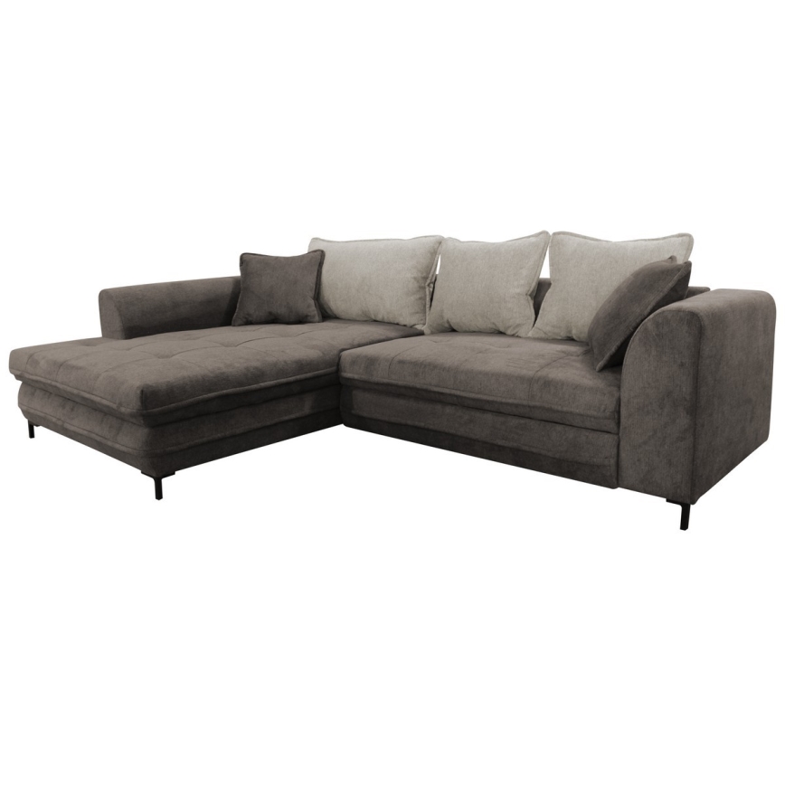 Eckgarnitur LAGOA in L‑Form mit Schlaffunktion und Stauraum, links, Taupe/Grau