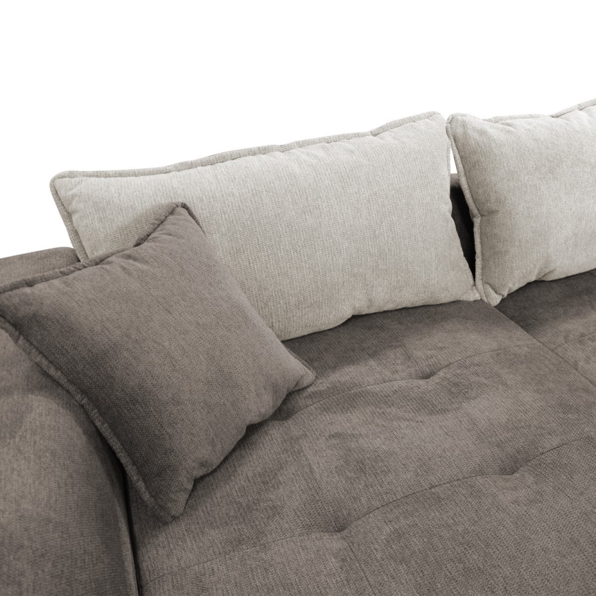 Eckgarnitur LAGOA in L‑Form mit Schlaffunktion und Stauraum, links, Taupe/Grau