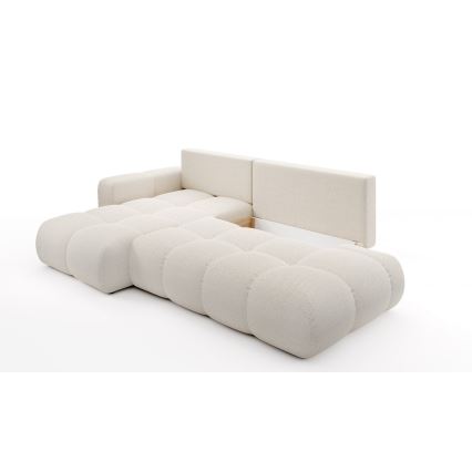 Eck-Schlafsofa mit Stauraum, Polsterecke ALMADA links, hellbeige