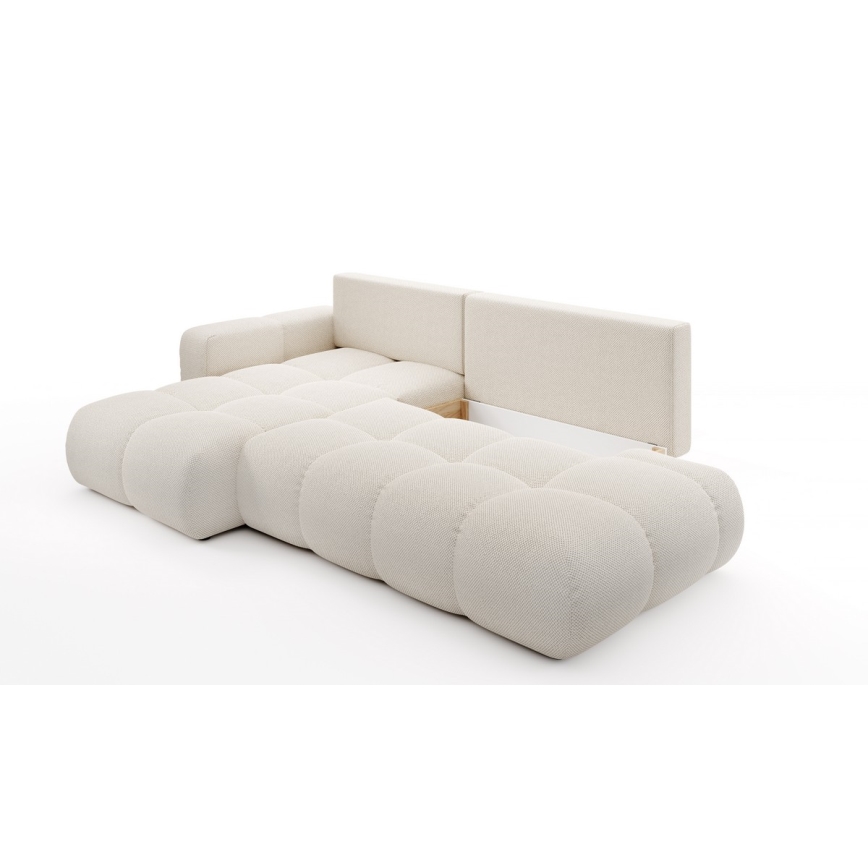 Eck-Schlafsofa mit Stauraum, Polsterecke ALMADA links, hellbeige