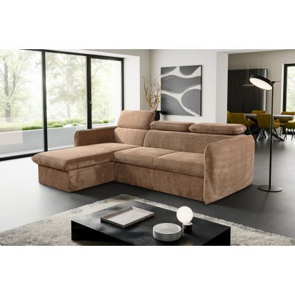 Eck-Schlafsofa in L-Form mit Stauraum BEJA, Beige, links
