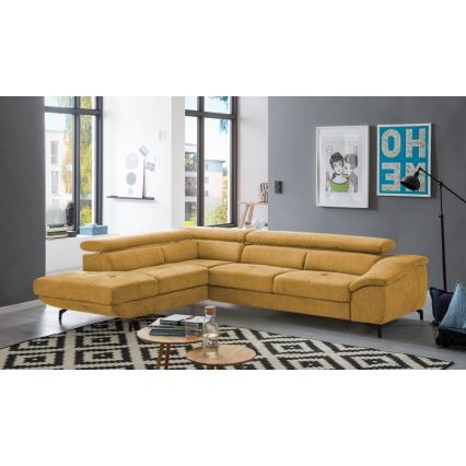 Eck-Schlafsofa mit Stauraum in L-Form BRESCIA links gelb