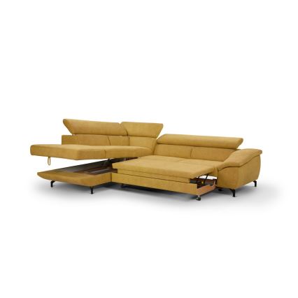 Eck-Schlafsofa mit Stauraum in L-Form BRESCIA links gelb