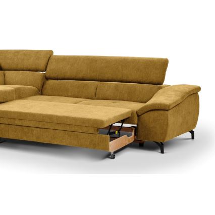 Eck-Schlafsofa mit Stauraum in L-Form BRESCIA links gelb