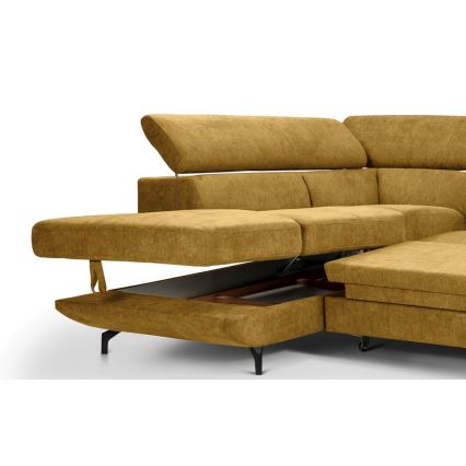 Eck-Schlafsofa mit Stauraum in L-Form BRESCIA links gelb