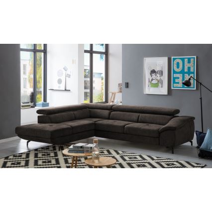 Eck-Schlafsofa mit Stauraum in L-Form BRESCIA links, braun