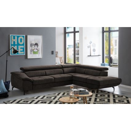 Eck-Schlafsofa mit Stauraum in L-Form BRESCIA, rechts, braun
