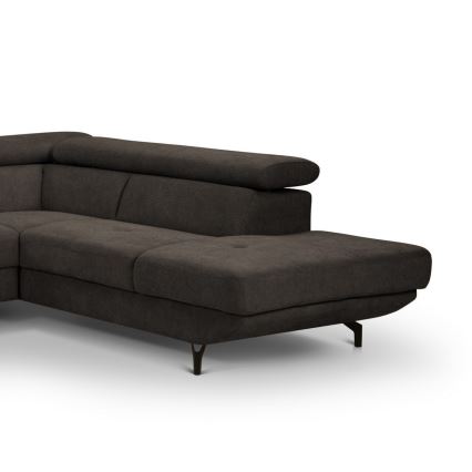 Eck-Schlafsofa mit Stauraum in L-Form BRESCIA, rechts, braun