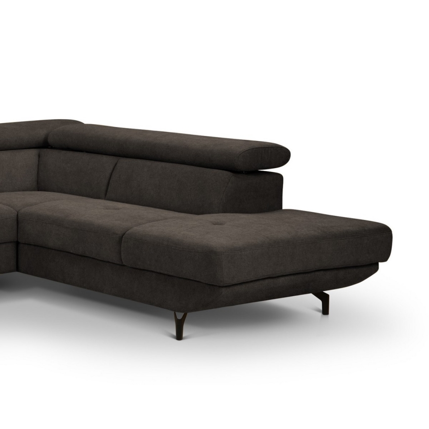 Eck-Schlafsofa mit Stauraum in L-Form BRESCIA, rechts, braun