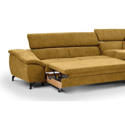 Eck-Schlafsofa mit Stauraum in L-Form BRESCIA, rechts, gelb