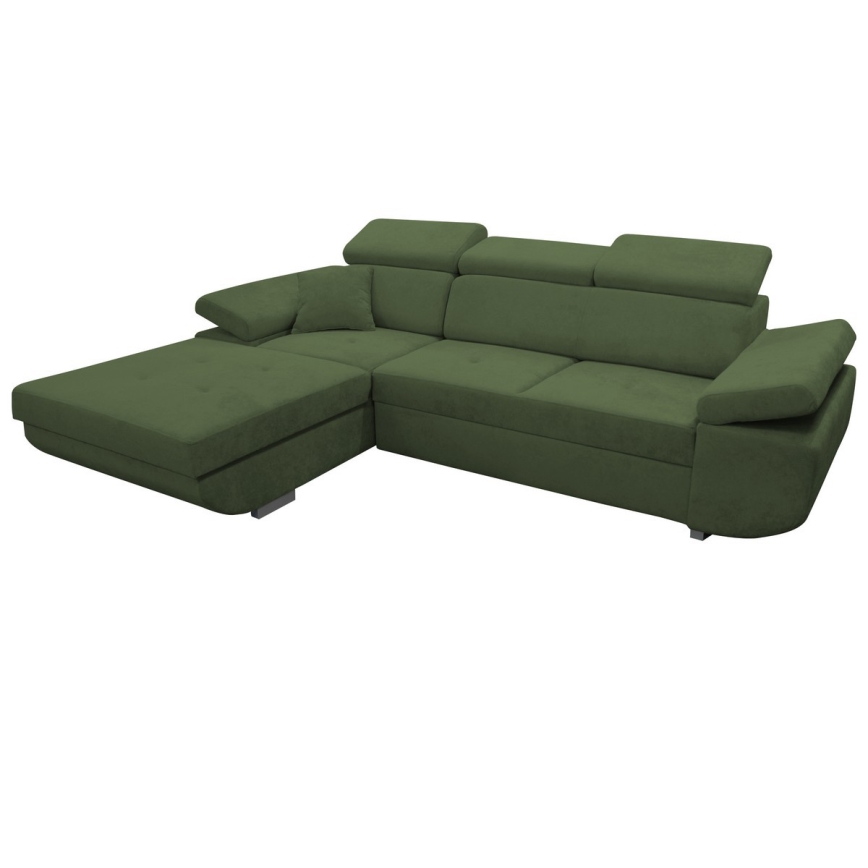 Eck-Schlafsofa mit Stauraum in L-Form CASTELO links grün