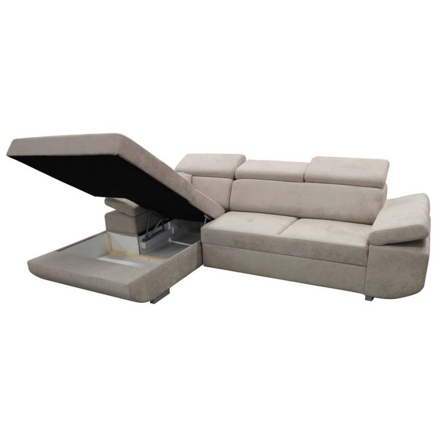 Eck-Schlafsofa mit Stauraum in L-Form CASTELO links, grau