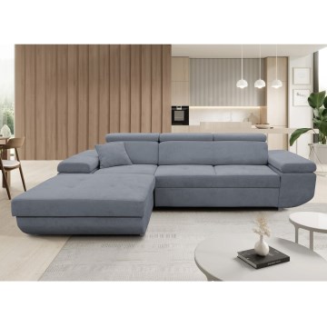 Ecksofa CASTELO mit Schlaffunktion und Stauraum, L‑Form, links, dunkelgrau