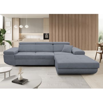 Ecksofa CASTELO mit Schlaffunktion und Stauraum, L‑Form, rechts, dunkelgrau