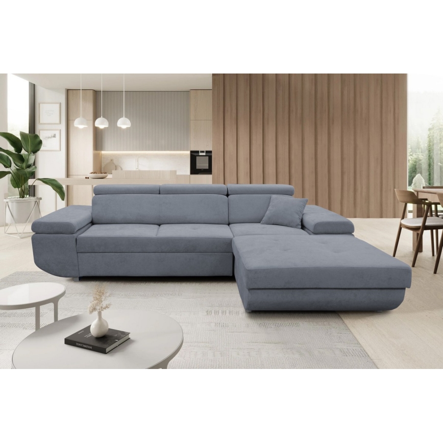 Eck-Schlafsofa mit Stauraum in L-Form CASTELO, rechts, dunkelgrau