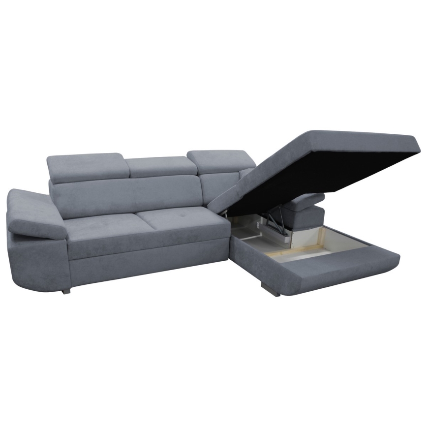 Eck-Schlafsofa mit Stauraum in L-Form CASTELO, rechts, dunkelgrau