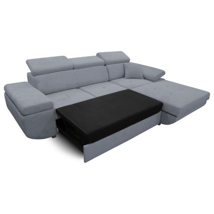 Eck-Schlafsofa mit Stauraum in L-Form CASTELO, rechts, dunkelgrau