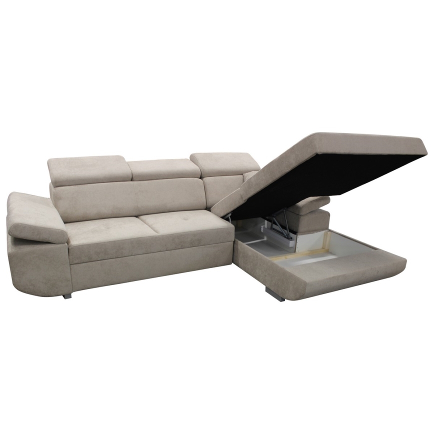 Eck-Schlafsofa mit Stauraum in L-Form CASTELO, rechts, grau