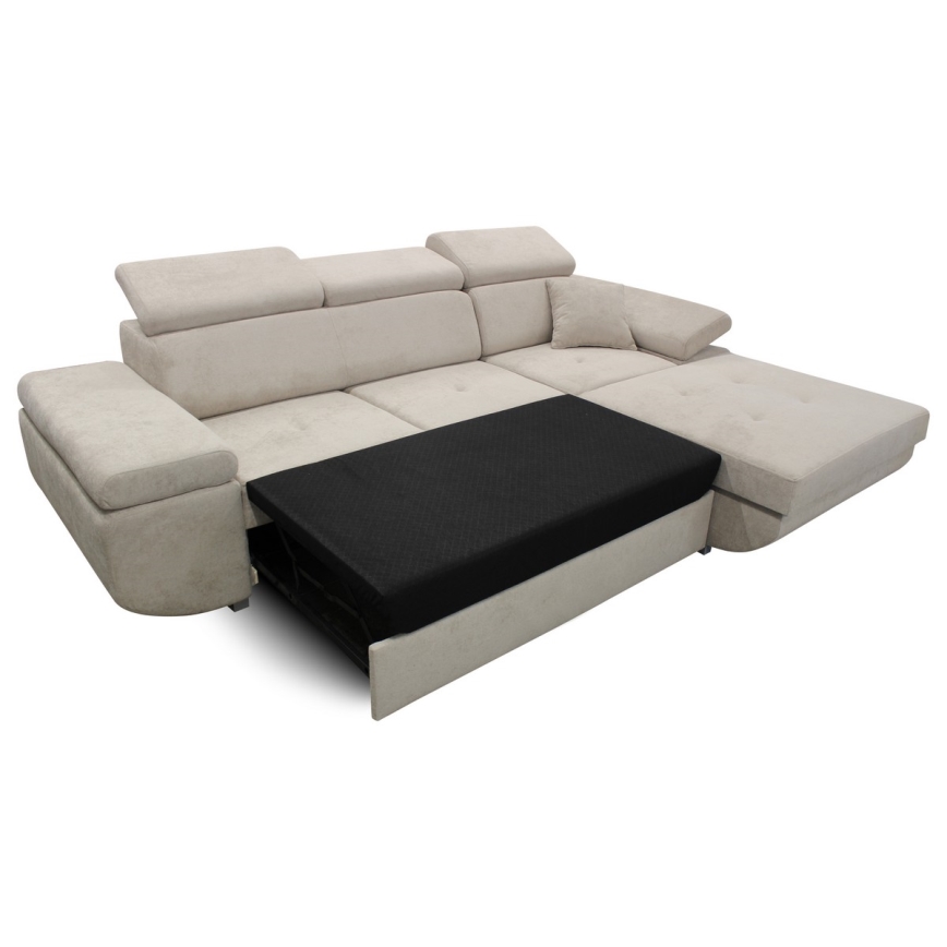 Eck-Schlafsofa mit Stauraum in L-Form CASTELO, rechts, grau