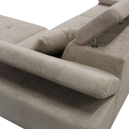 Eck-Schlafsofa mit Stauraum in L-Form CASTELO, rechts, grau