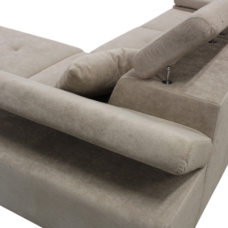Eck-Schlafsofa mit Stauraum in L-Form CASTELO, rechts, grau