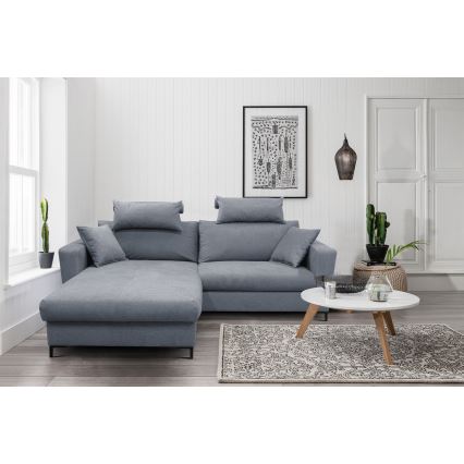 Eck-Schlafsofa mit Stauraum in L-Form HORTA links, dunkelgrau