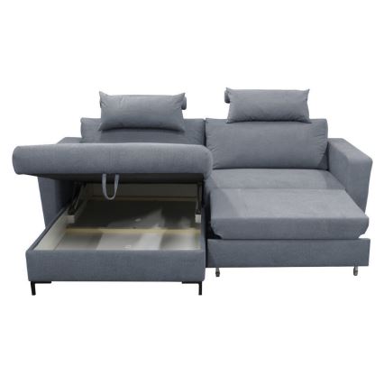 Eck-Schlafsofa mit Stauraum in L-Form HORTA links, dunkelgrau
