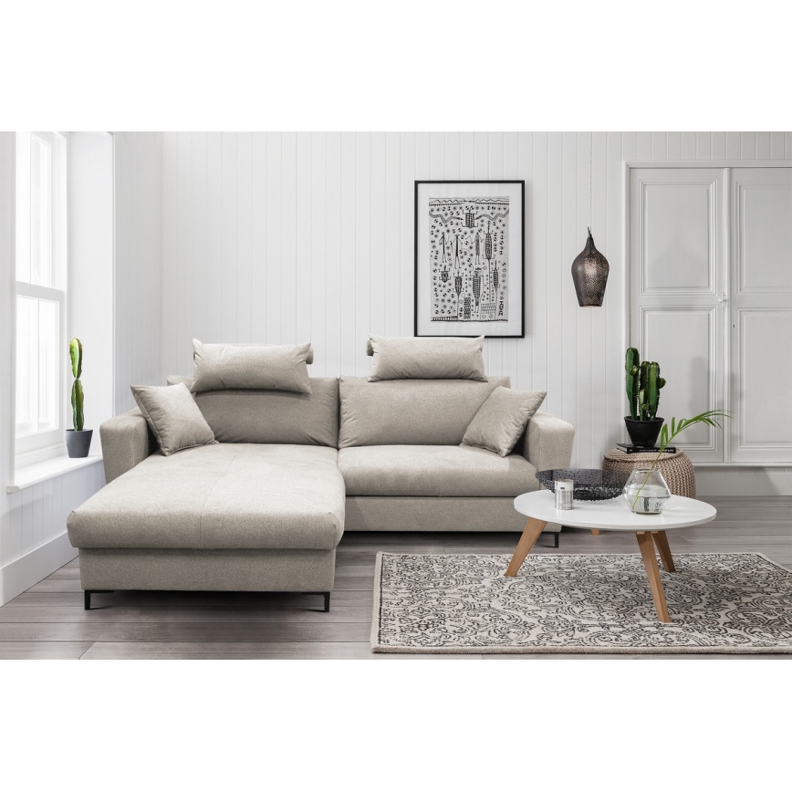 Eck-Schlafsofa mit Stauraum in L-Form HORTA links, grau